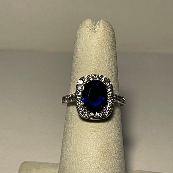 Sapphire and CZ Fashion Ring SZ 6 - Picture 1 of 2